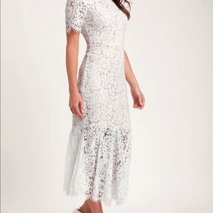 Lulu’s Love You Tonight White Lace Midi Dress